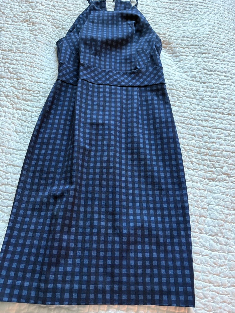 Banana Republic Navy Blue Gingham fitted Dress